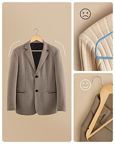 SONGMICS tjbjle, m. skulderhak, skridsikker buksestang, 360° drejekrog - natur tr (st med 10)