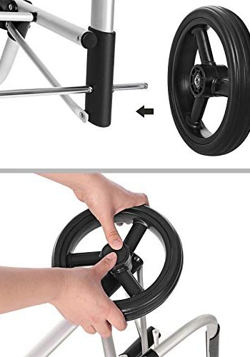 SONGMICS indkbsvogn p hjul, breevne 40L, lommer - sort og Houndstooth mnster stof og aluminium