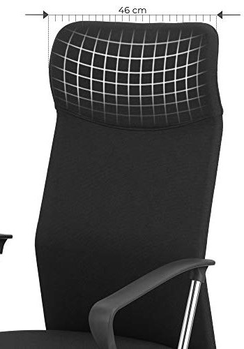 SONGMICS kontorstol, m. armln, vippefunktion og justerbar hjde - sort polyester og stl