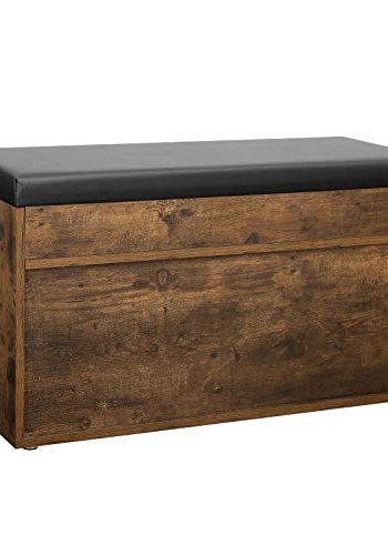 VASAGLE skoskab, m. hynde og 4 rum - sort stof og brun spnplade