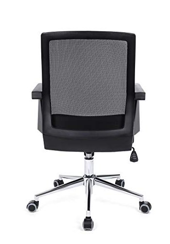 SONGMICS kontorstol, m. justerbar hjde, armln og hjul - sort polyester mesh