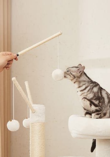 FEANDREA kradsetr, m. affaldsbakke, 3 plyskuglestnger, platform, hule, stol - plys/sisal/brun tr