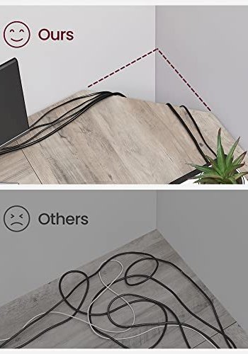 VASAGLE L-formet hjrneskrivebord, m. 2 hylder - greige spnplade og sort stl