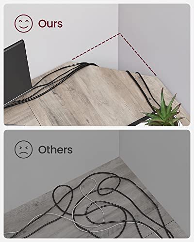 VASAGLE L-formet hjrneskrivebord, m. 2 hylder - greige spnplade og sort stl