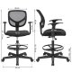 SONGMICS kontorstol, m. armln og justerbar hjde og fodsttte - sort plast og polyester mesh-stof