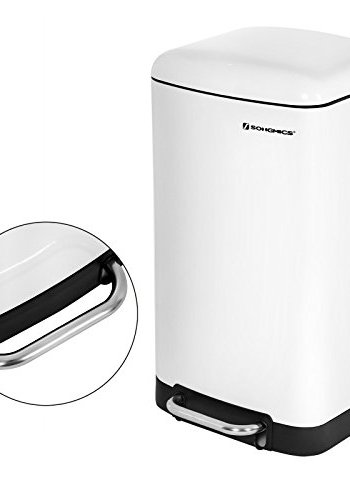 SONGMICS affaldsspand, 30L, m. indvendig spand og lg med bld lukning, lufttt - hvid stl