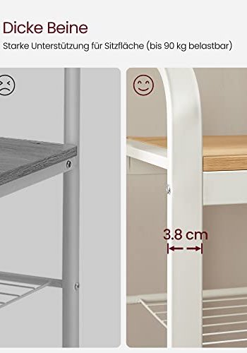 VASAGLE entréopstilling, m. 9 kroge, 1 bjlestang, 3 hylder - natur spnplade og creme stl