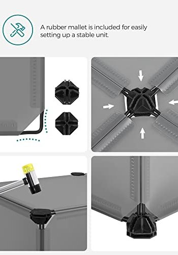 SONGMICS skoreol, stabelbar, m. 10 kasser - gr plastik