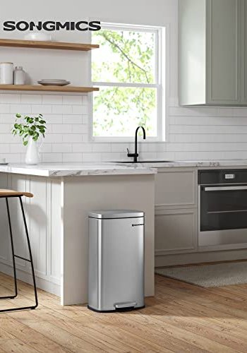 SONGMICS affaldsspand, 30L, m. indvendig plastspand, hngslet lg, lugtsikker - slv stl