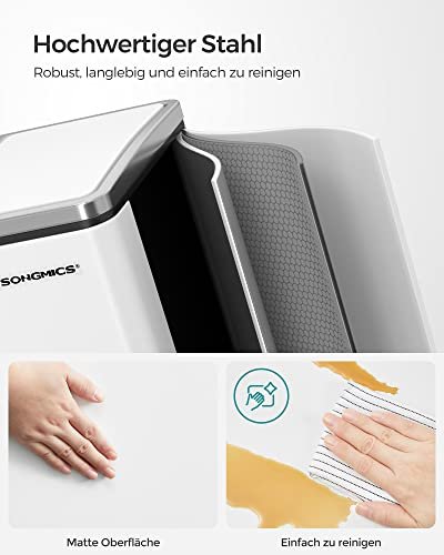 SONGMICS affaldsspand, 3-rums pedalspand, softclose lg, indvendige plastspande, hndtag - hvid stl