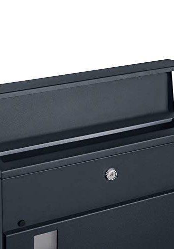 SONGMICS vgmonteret postkasse, lsbar, m. avisholder - antracitgr forzinket stl