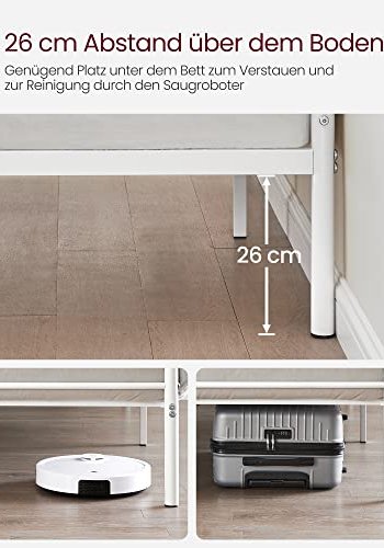 VASAGLE sengeramme, m. sengegavl - hvid stl (140x190)