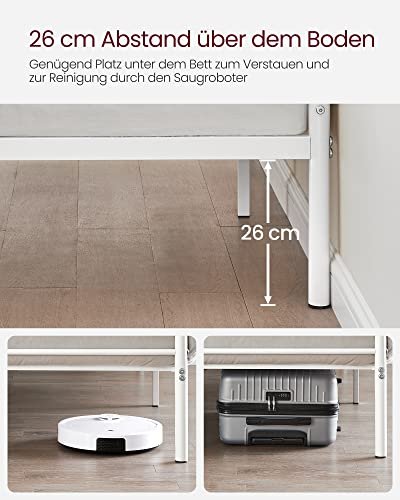 VASAGLE sengeramme, m. sengegavl - hvid stl (140x190)