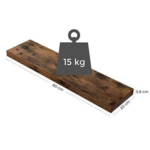VASAGLE svvehylde, rektangulr - brun MDF (L:80cm)