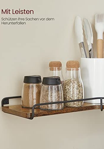 VASAGLE L-formet hjrnehylde - rustik brun spnplade og sort stl (st med 2)