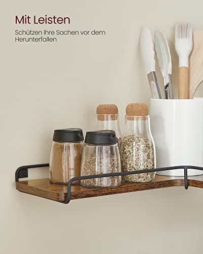 VASAGLE L-formet hjrnehylde - rustik brun spnplade og sort stl (st med 2)