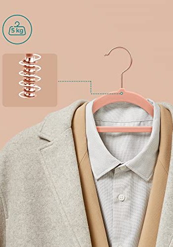 SONGMICS tjbjle, skridsikker, m. bindestang og roseguld krog - lyserd fljl (st med 30)