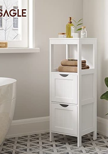 VASAGLE badevrelsesskab, m. 1 bent rum og 2 skuffer - hvid MDF