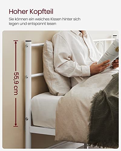 VASAGLE sengeramme, m. sengegavl - hvid stl (140x190)