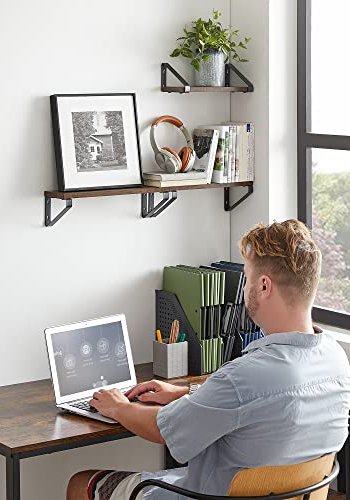 VASAGLE vghylde, rektangulr - brun MDF og sort stl (st med 3)