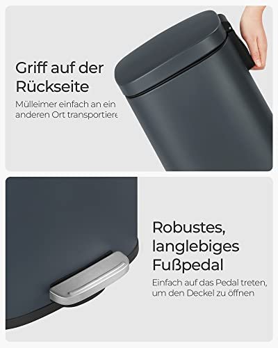 SONGMICS affaldsspand, m. indvendig plastspand, lg, soft close, lugtkontrol - rggr stl