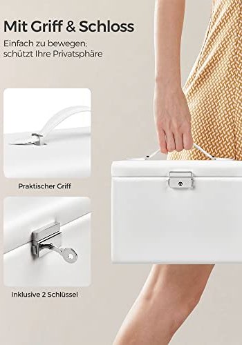 SONGMICS smykkeskrin, 4 niveauer, aflselig smykkeopbevaringsboks med bakker, fljlsforing - hvid 