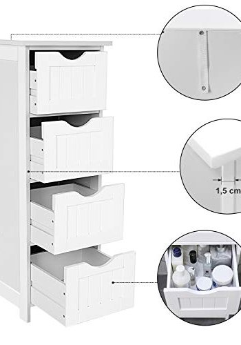 VASAGLE badevrelsesskab, m. 4 skuffer - hvid MDF