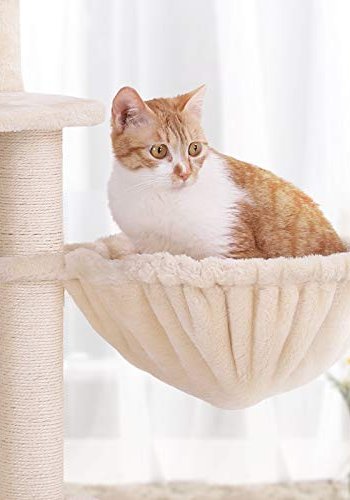 FEANDREA kradsetr, 5 niveauer, 2 platforme, 2 huler, 2 pomponer, 1 kurv - beige plys