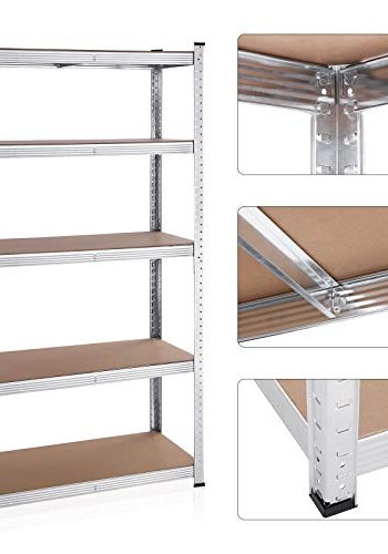 SONGMICS reol til redskabsrum, m. 5 hylder - MDF og slv stl (st med 2)