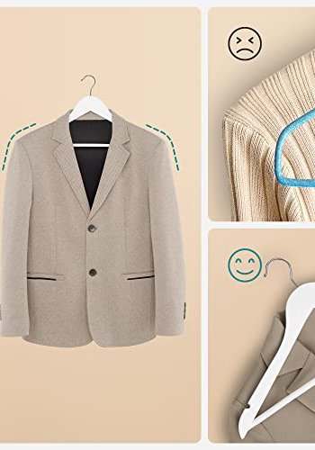 SONGMICS tjbjle, m. skulderhak, skridsikker buksestang, 360° drejelig krog - hvid tr (st med 20)