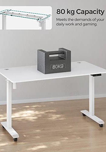 SONGMICS Hjdejusterbart elektrisk skrivebord, bordstel, bordstativ, uden bordplade, med krog, trinlst justerbar, hukommelsesfunktion, stl, hvid LSD018W01