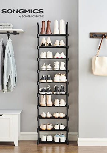 SONGMICS skohylde, m. 10 hylder - sort jern