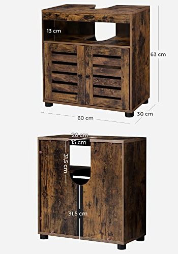 VASAGLE badevrelsesunderskab til vask, m. 2 jalousilger, 1 justerbar hylde, 1 rum - brun spnplade