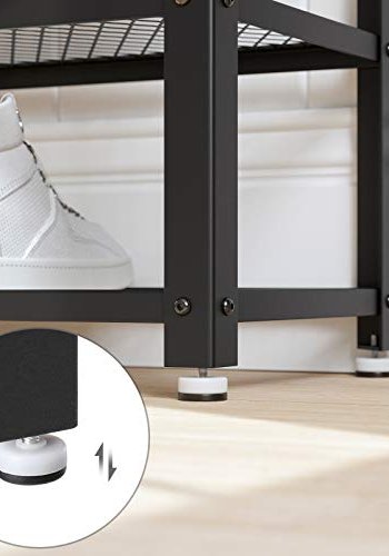 VASAGLE skohylde, m. 2 mesh-hylder - brun spnplade og sort stl