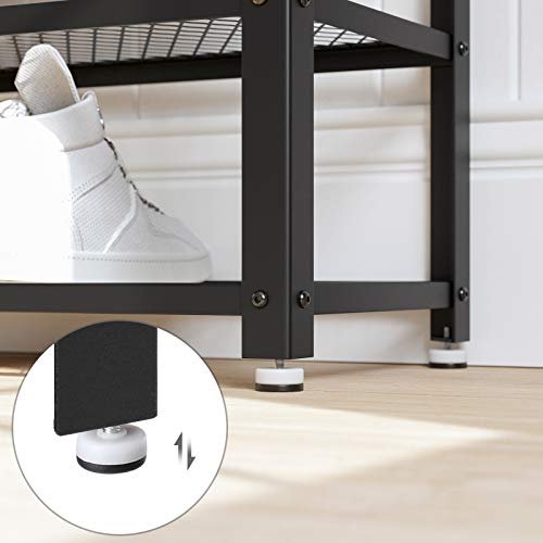 VASAGLE skohylde, m. 2 mesh-hylder - brun spnplade og sort stl