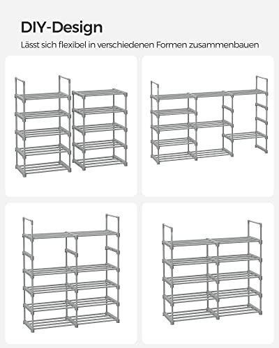 SONGMICS skohylde, m. 10 hylder - gr stl