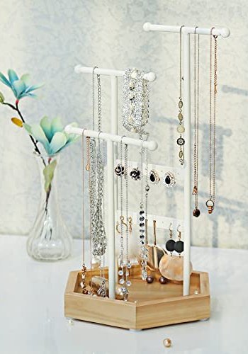 SONGMICS smykkestativ - hvid jern og natur tr