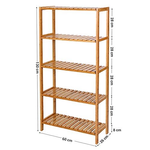 SONGMICS reol, m. 5 hylder - natur bambus