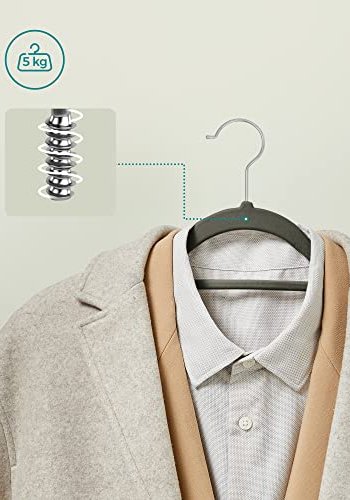 SONGMICS tjbjle, skridsikker, m. bindestang og 360° drejelig krog - gr fljl stof (st med 20)