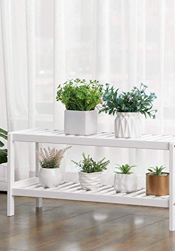 SONGMICS skohylde, m. 2 hylder - hvid bambus