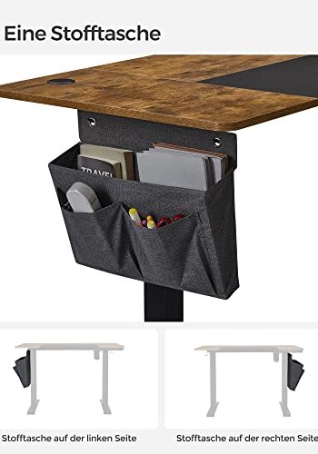 SONGMICS Hve snkebord, 4 hjder, m. stoflomme - rustik brun/sort spnplade og stl (140x60)