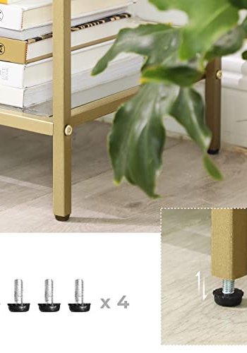 VASAGLE reol, m. 4 hylder - hrdet glas og guld stl