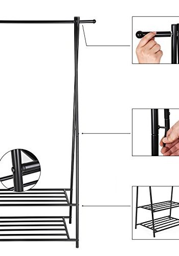 SONGMICS tjstativ, m. 2 hylder - sort jern