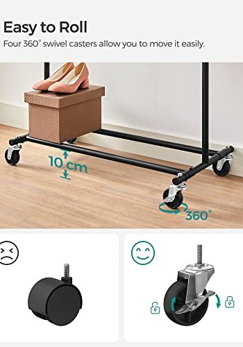 SONGMICS tjstativ, m. forlngelig hngeskinne og hjul - sort stl