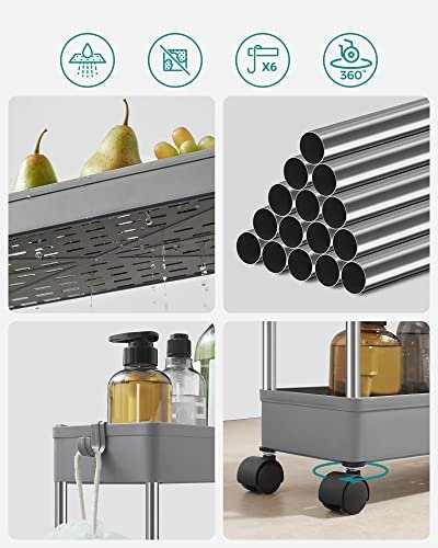 SONGMICS smal rullevogn, m. 4 hylder og hjul - gr polypropylen og stl