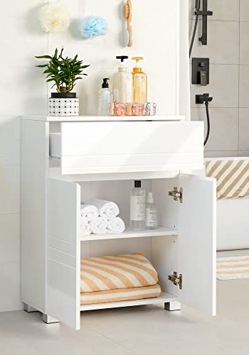 VASAGLE badevrelsesskab, m. 2 lger, 1 skuffe og 1 justerbar hylde - hvid MDF