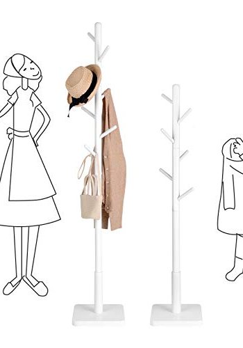 VASAGLE stumtjener, m. 8 knager - hvid gummitr og MDF