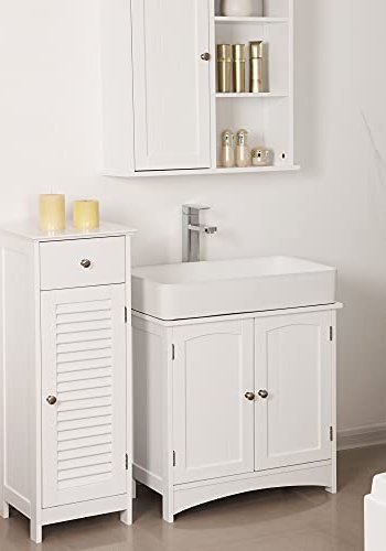 VASAGLE Elmea badevrelsesunderskab, m. 2 lger, 1 hylde - hvid MDF