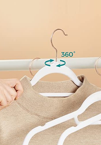 SONGMICS tjbjle, skridsikker, m. bindestang og roseguldkrog - hvid fljl stof (st med 50)