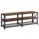 VASAGLE TV-bord, m. 2 hylder - rustik brun spnplade og sort stl (140x39,2)